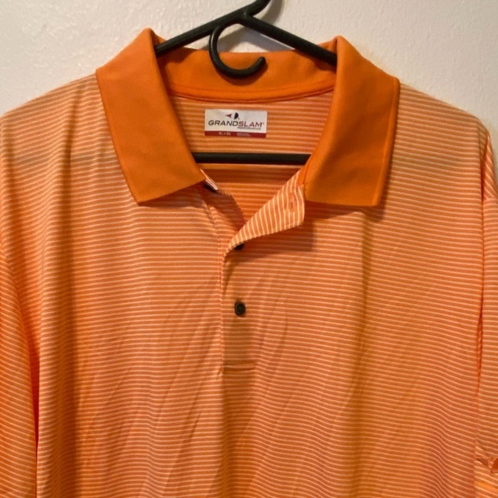 Grand Slam Shirt Mens Size XL Orange Pull Over Collared Short Sleeve